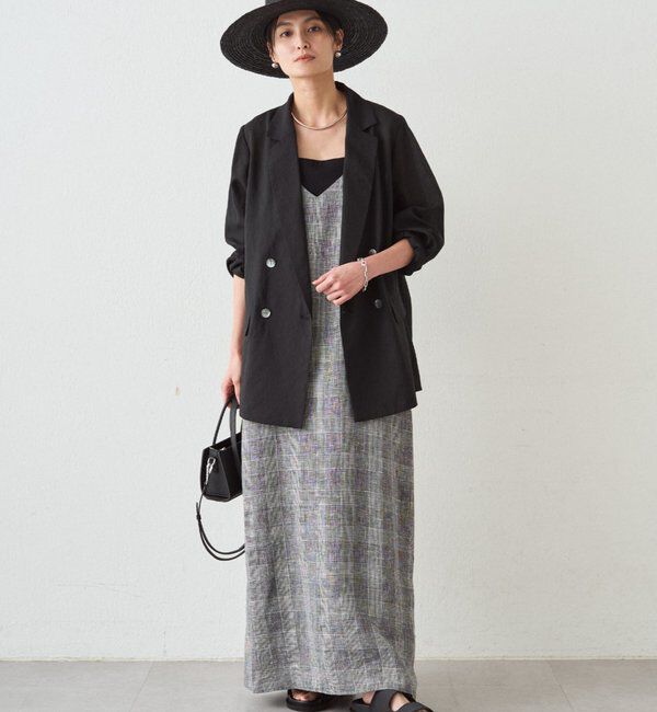  「チェックリネンキャミワンピース」|ワンピース|