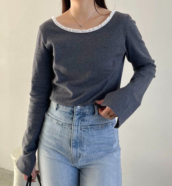  「〈C.L〉フリル襟ボートネックTシャツ」|Tシャツ・カットソー|