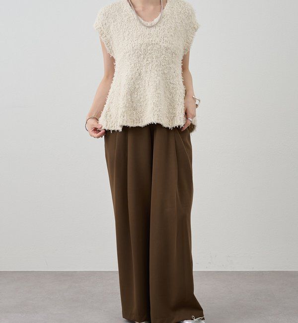  「ポンポンループ編みニット」|パーカー|