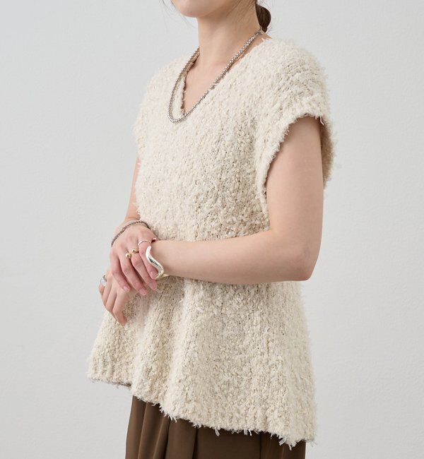  「ポンポンループ編みニット」|パーカー|