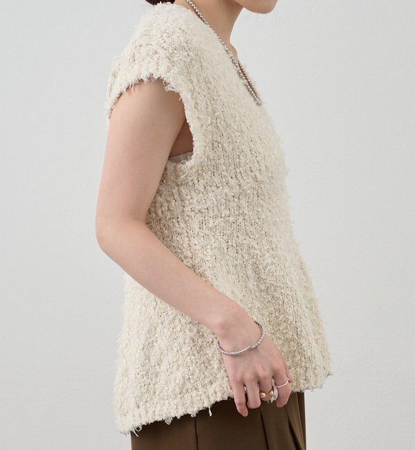  「ポンポンループ編みニット」|パーカー|