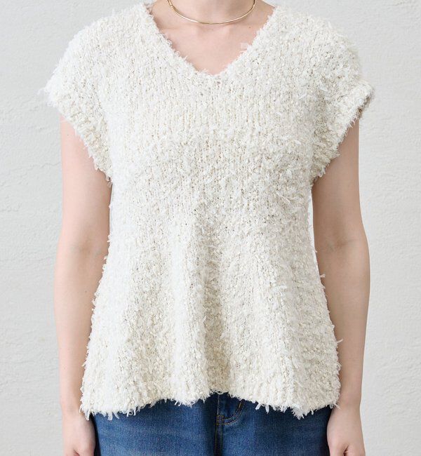  「ポンポンループ編みニット」|パーカー|