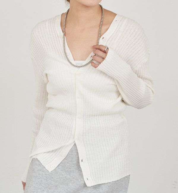  「2WAYリブカーディガン」|カーディガン|オフホワイト