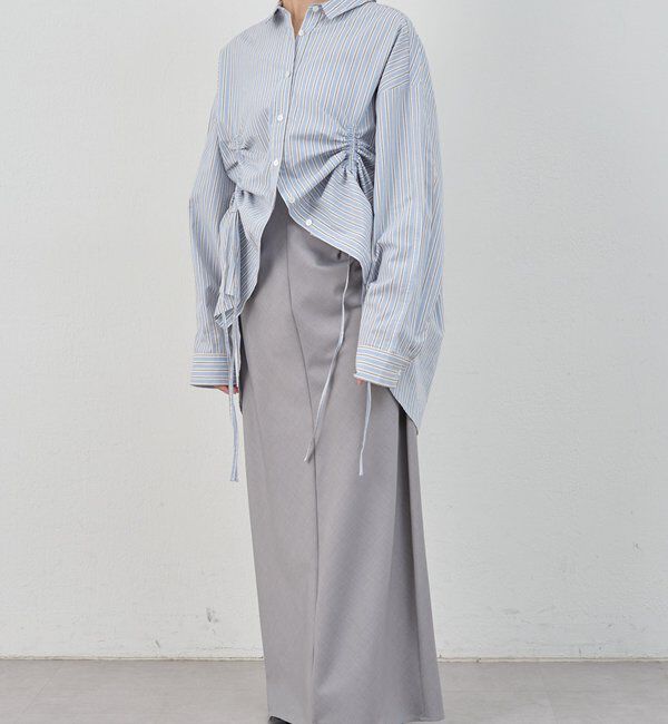  「ストライプギャザーブラウス」|シャツ・ブラウス|