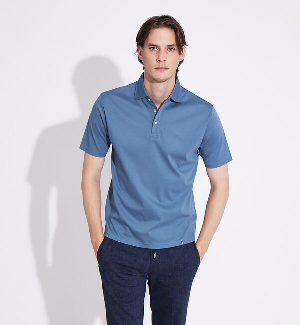 ABAHOUSE「コンパクト シルケット スムース ポロシャツ」|ポロシャツ|ブルーグレー