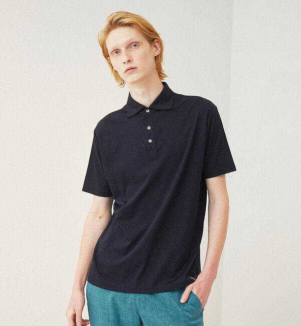 ABAHOUSE「コンパクト シルケット スムース ポロシャツ」|ポロシャツ|ダークネイビー