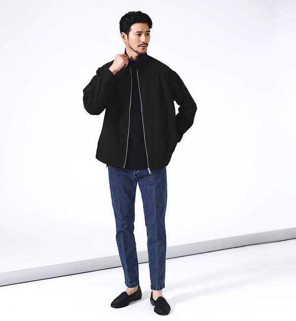 ABAHOUSE「【ノーカラー】クルーネック ジップブルゾン / ノーカラージャケット」|ブルゾン・スタジャン|