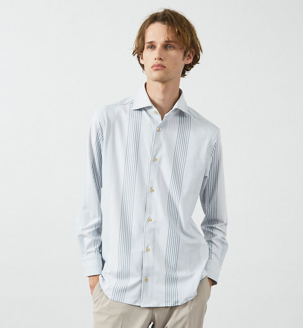 ABAHOUSE「【FLEX SHIRTS】360&deg;ストレッチ パッチワークストライプシャツ /」|シャツ・ブラウス|