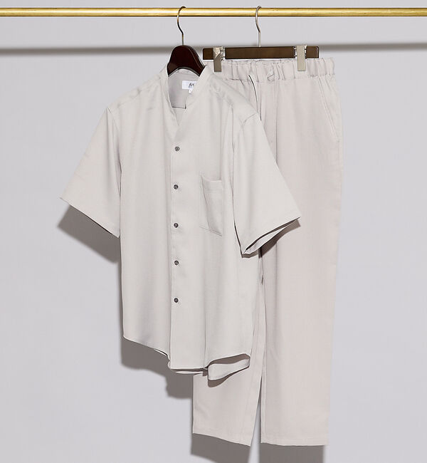 ABAHOUSE「【AH ABAHOUSE/セットアップ対応】アムンゼン キーネック 半袖シャツ」|シャツ・ブラウス|