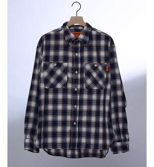 ABAHOUSE「【UNIVERSAL OVERALL / ユニバーサルオーバーオール】オンブレチ」|シャツ・ブラウス|ネイビー