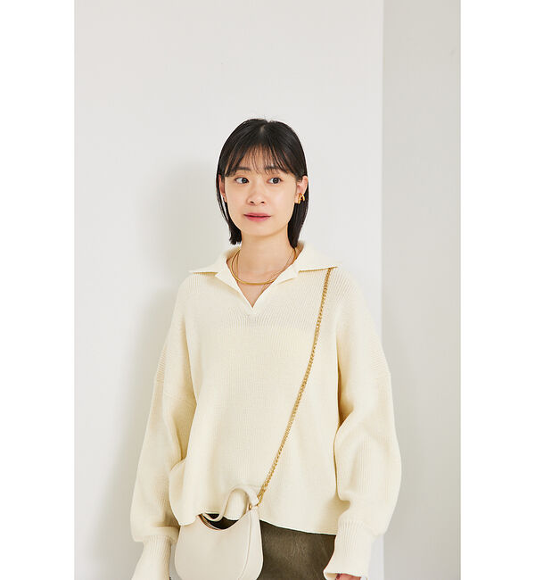 Rouge vif「衿付片畦ニットプルオーバー」|ニット・セーター|