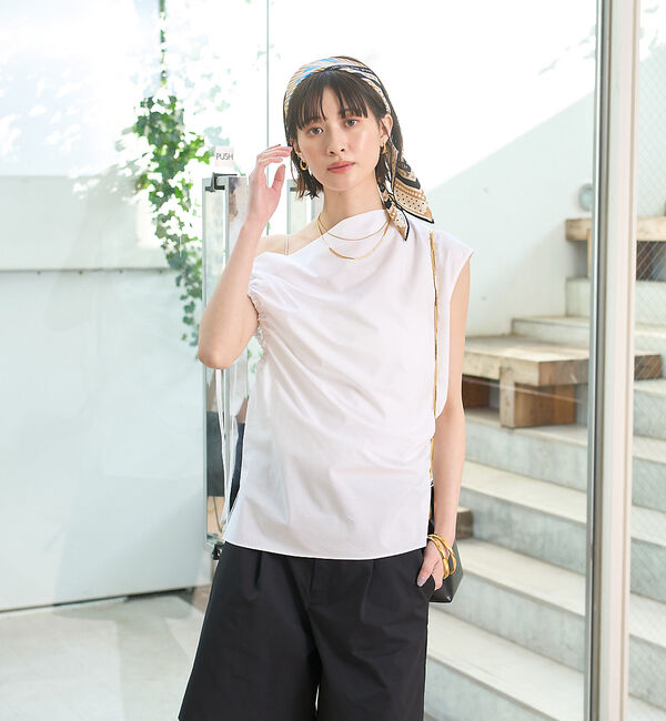 Rouge vif「ギャザーアシンメトリーブラウス」|シャツ・ブラウス|