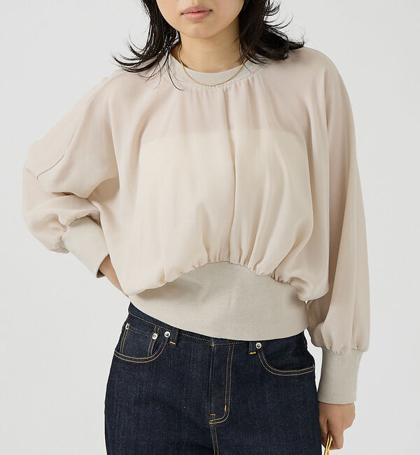 Rouge vif「ストレッチジョーゼットブラウス」|シャツ・ブラウス|グレージュ