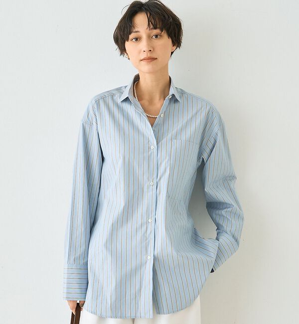 Rouge vif「ストライプメンズライクコットンシャツ」|シャツ・ブラウス|ブルー系その他1