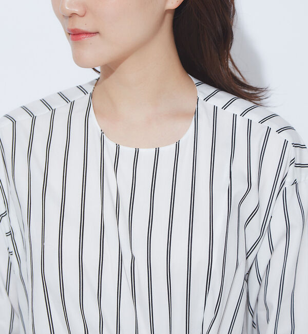 qualite「ストライプウエストクロスワンピース」|ワンピース|