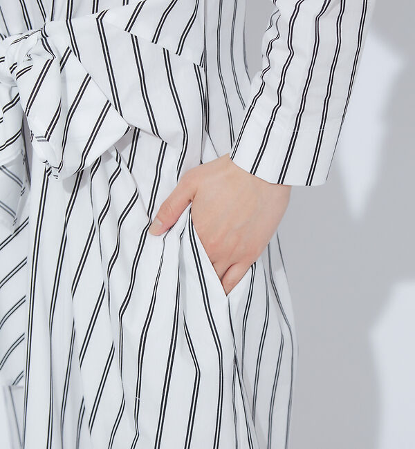 qualite「ストライプウエストクロスワンピース」|ワンピース|