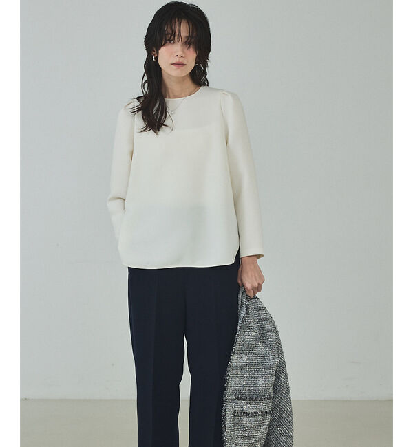 qualite「【シワになりにくい】ライトダブルクロスナローブラウス」|シャツ・ブラウス|