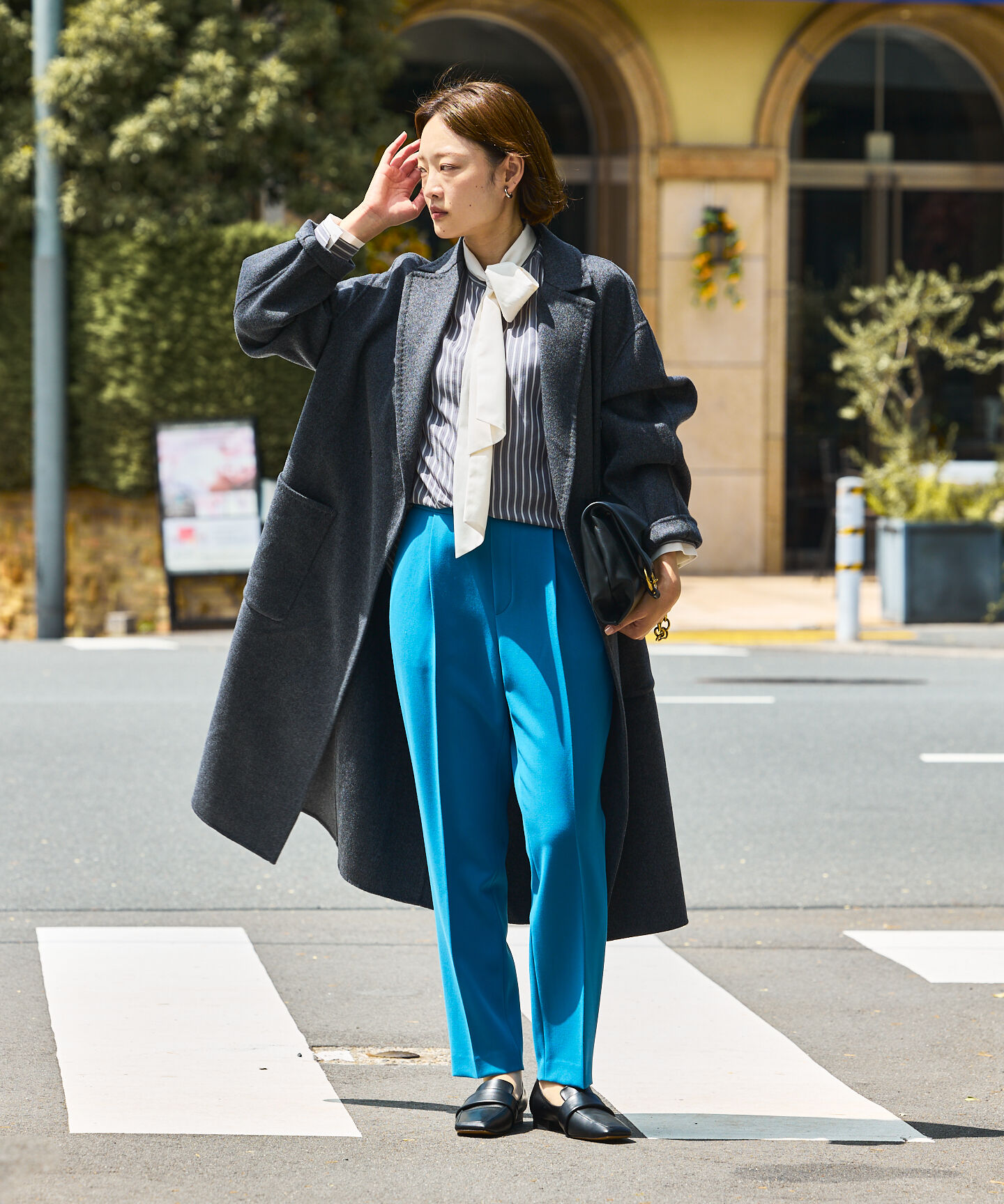 qualite「【ブルー】ダブルクロスセンタープレスパンツ」|その他|