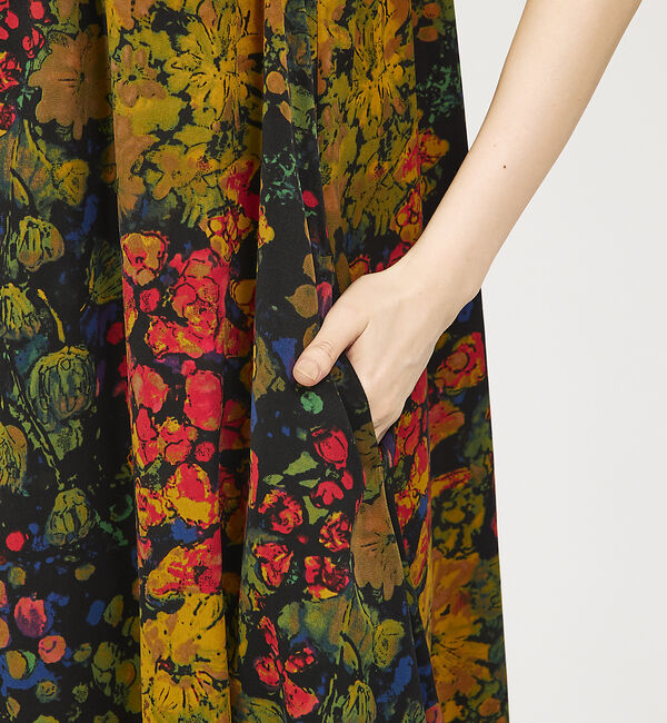 abahouse mavie「【大人のいちまんワンピ】プリント＆ベロアキャミワンピ」|ワンピース|