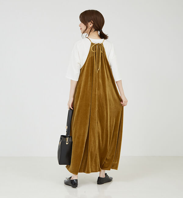 abahouse mavie「【大人のいちまんワンピ】プリント＆ベロアキャミワンピ」|ワンピース|