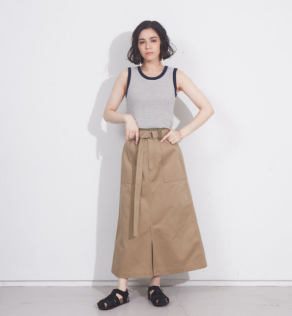 NOMINE「【Dickiesコラボ 別注】ウエスト配色 ベルトチノロングスカート」|スカート|