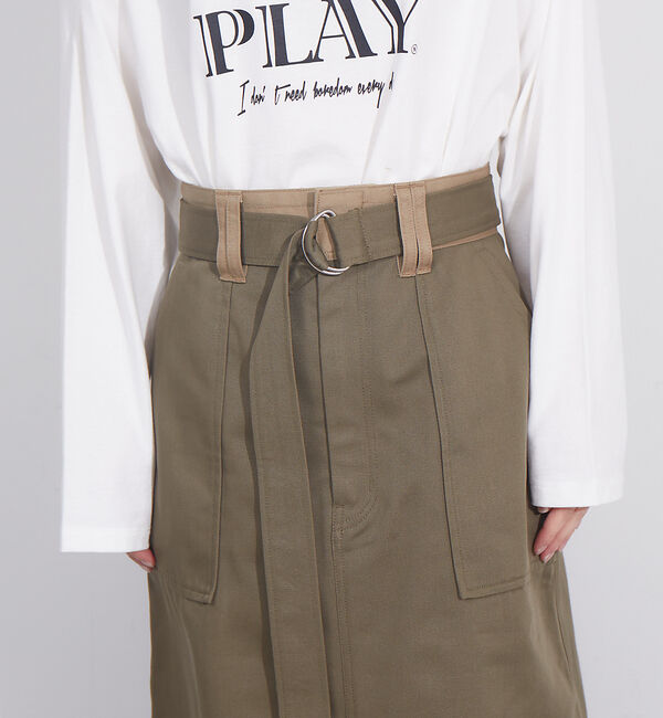 NOMINE「【Dickiesコラボ 別注】ウエスト配色 ベルトチノロングスカート」|スカート|