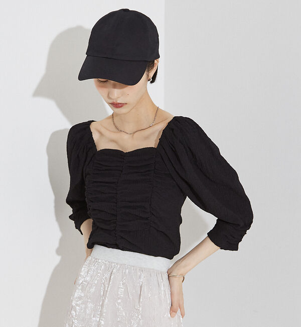 NOMINE「シャーリング ボリュームスリーブ2WAYプルオーバー」|Tシャツ・カットソー|