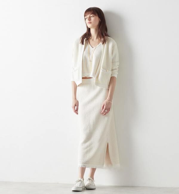 Liesse「ニットツイードスカート」|スカート|オフホワイト