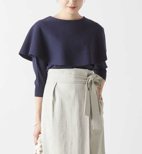 Liesse「ケープネック2WAYニット」|ニット・セーター|ネイビー