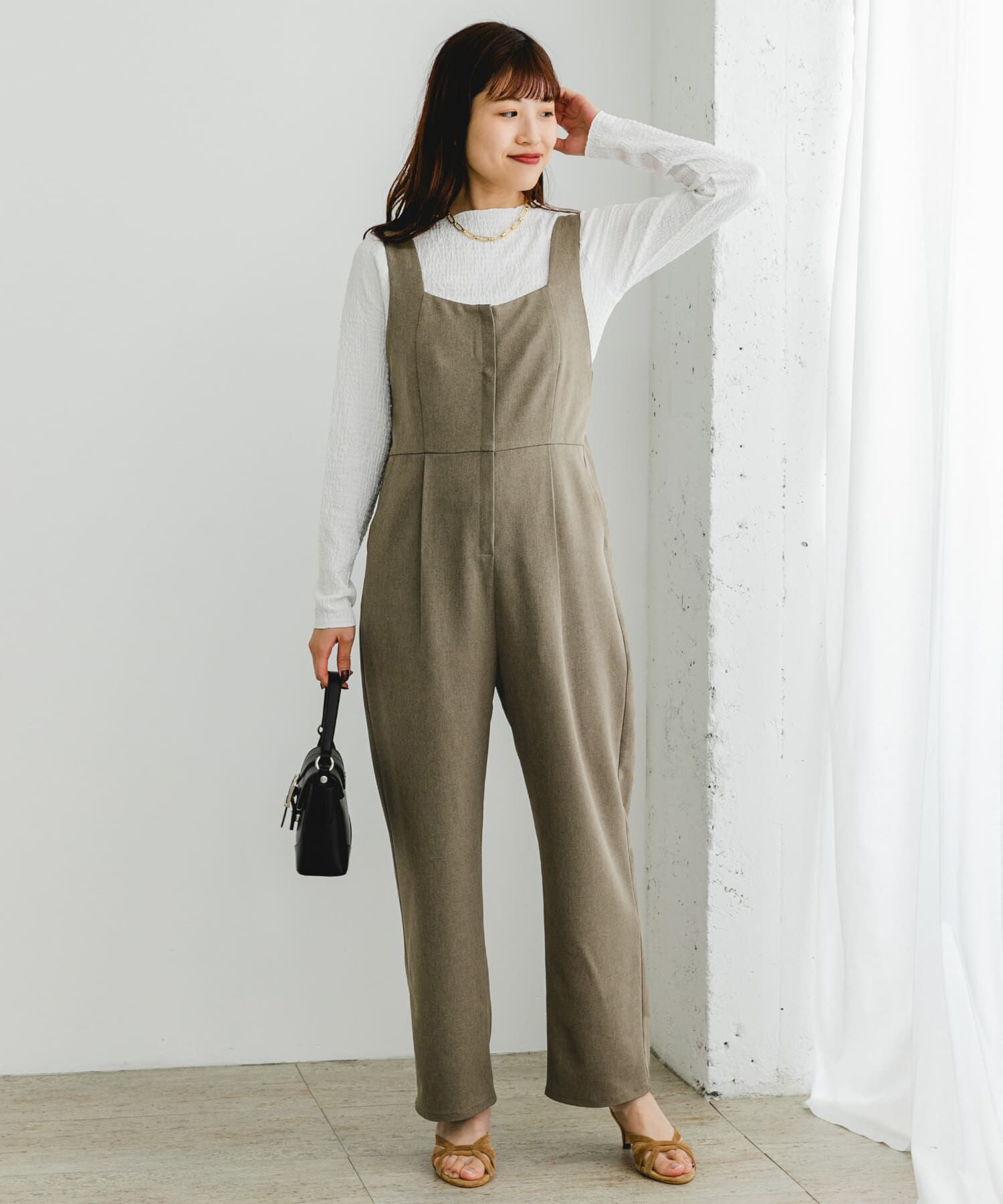 URBAN RESEARCH ROSSO「F by ROSSO　イージーケアワイドストレートオールインワン」|スカート|