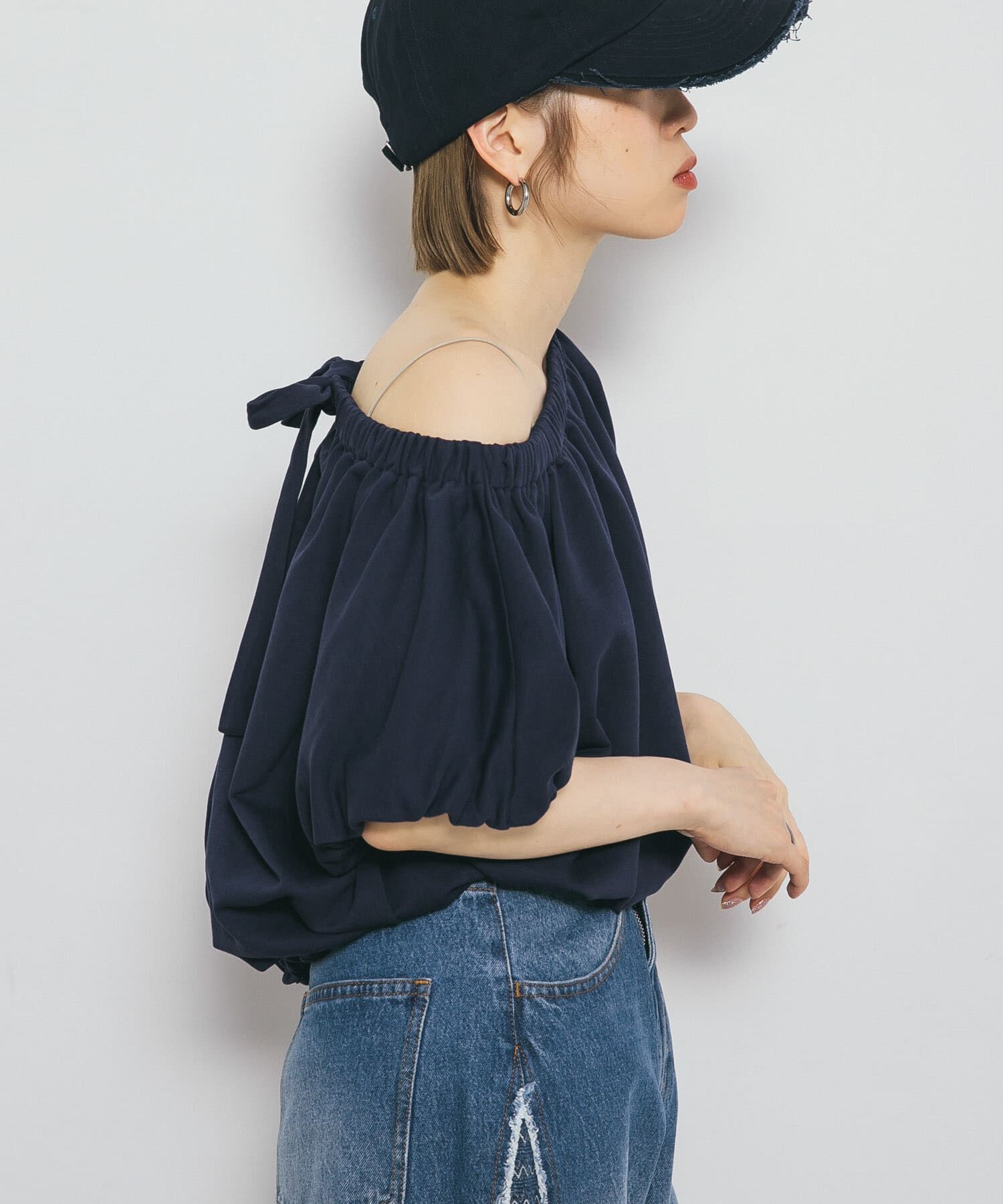  「リボンギャザースウェット」|スウェット・ジャージ|