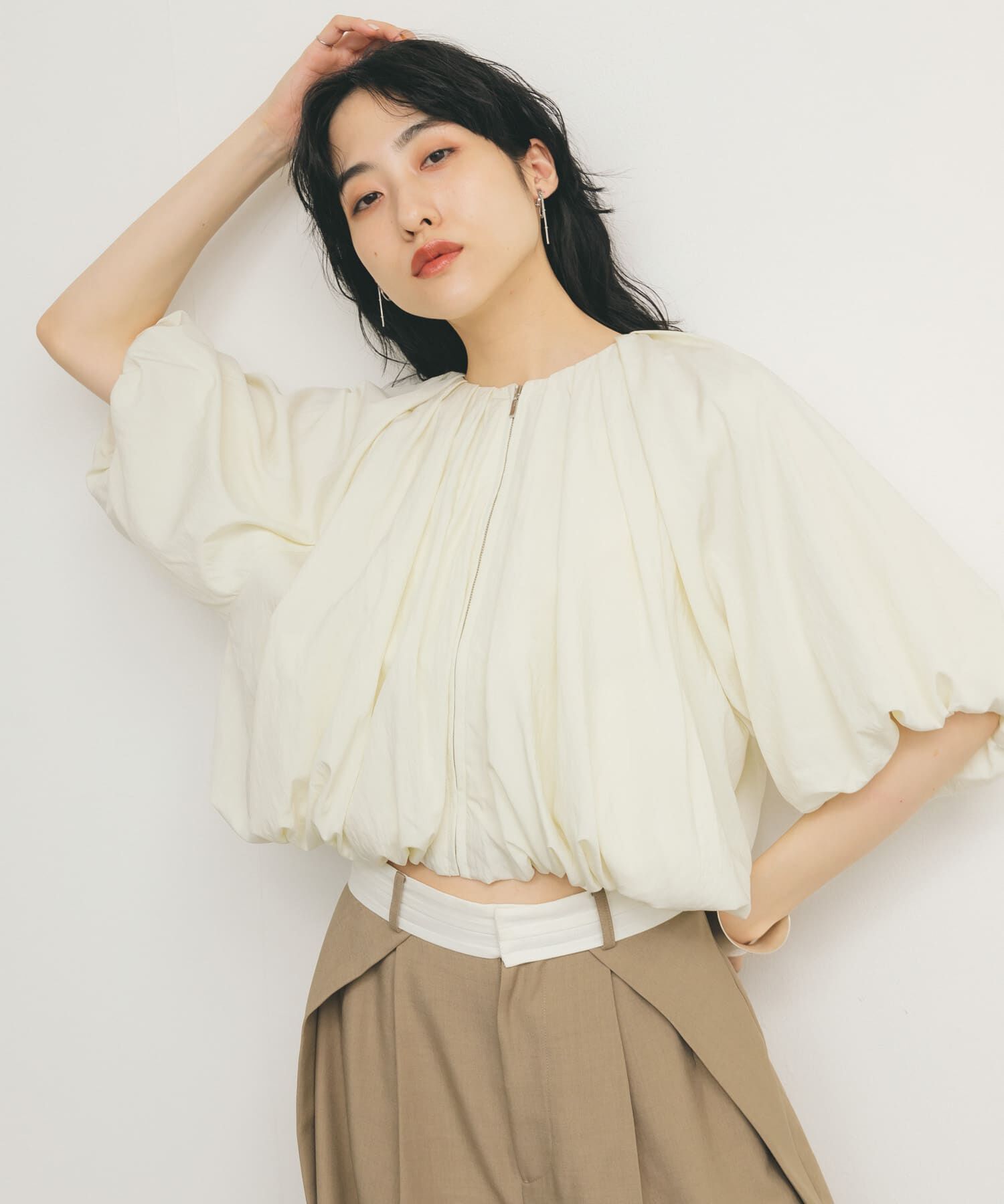  「バルーンジャケット」|ノーカラーコート|