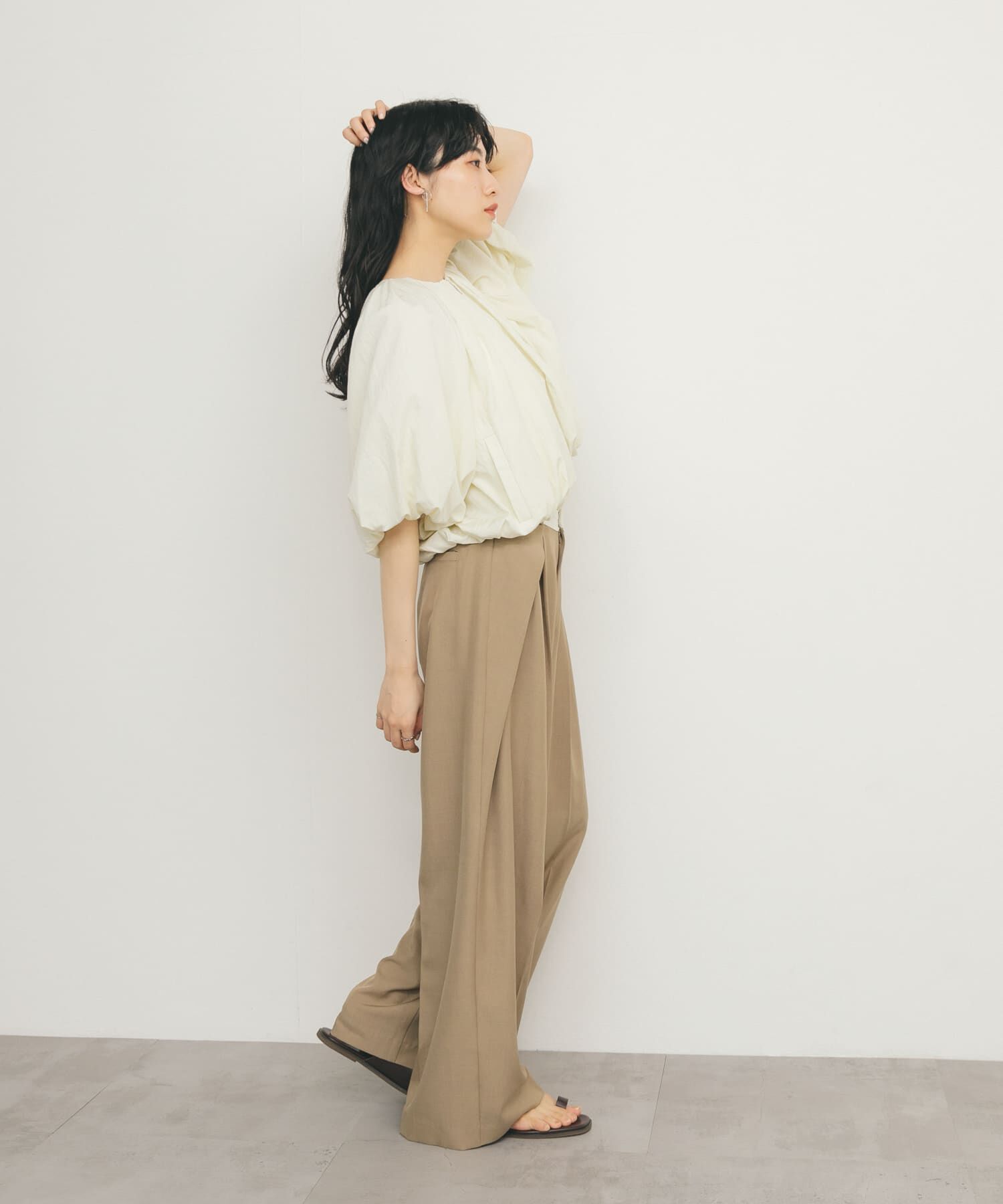  「バルーンジャケット」|ノーカラーコート|