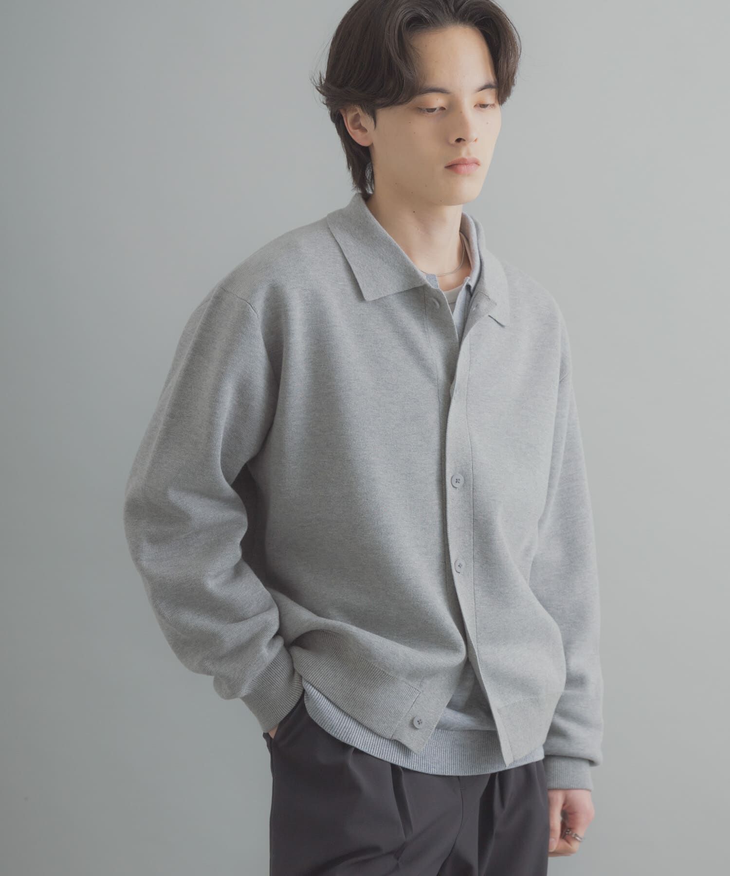 SENSE OF PLACE by URBAN RESEARCH「『ユニセックス』『洗濯可』スウェットライクポロカーディガン」|カーディガン|