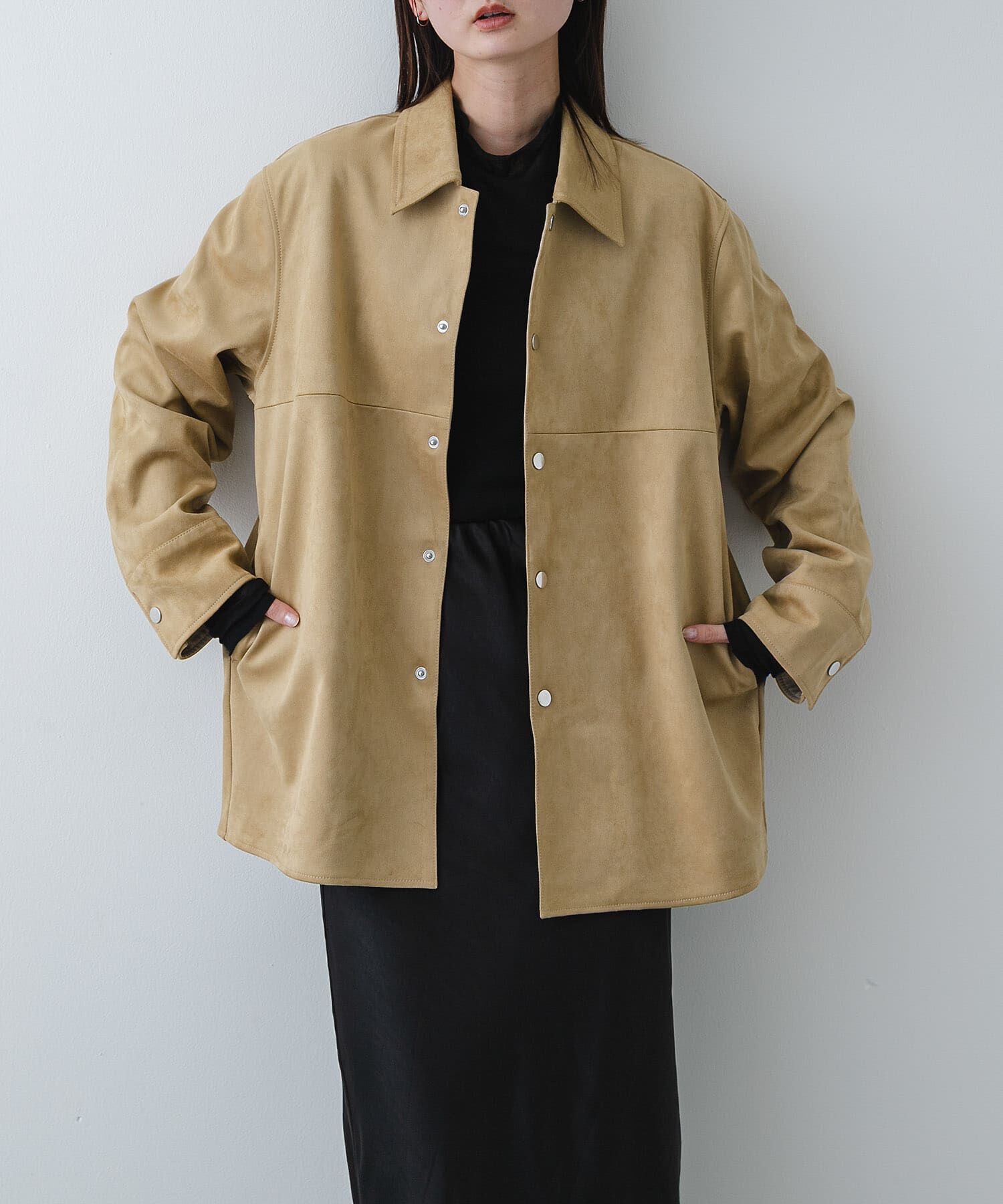 SENSE OF PLACE by URBAN RESEARCH「FSステンカラージャケット」|ノーカラーコート|ベージュ