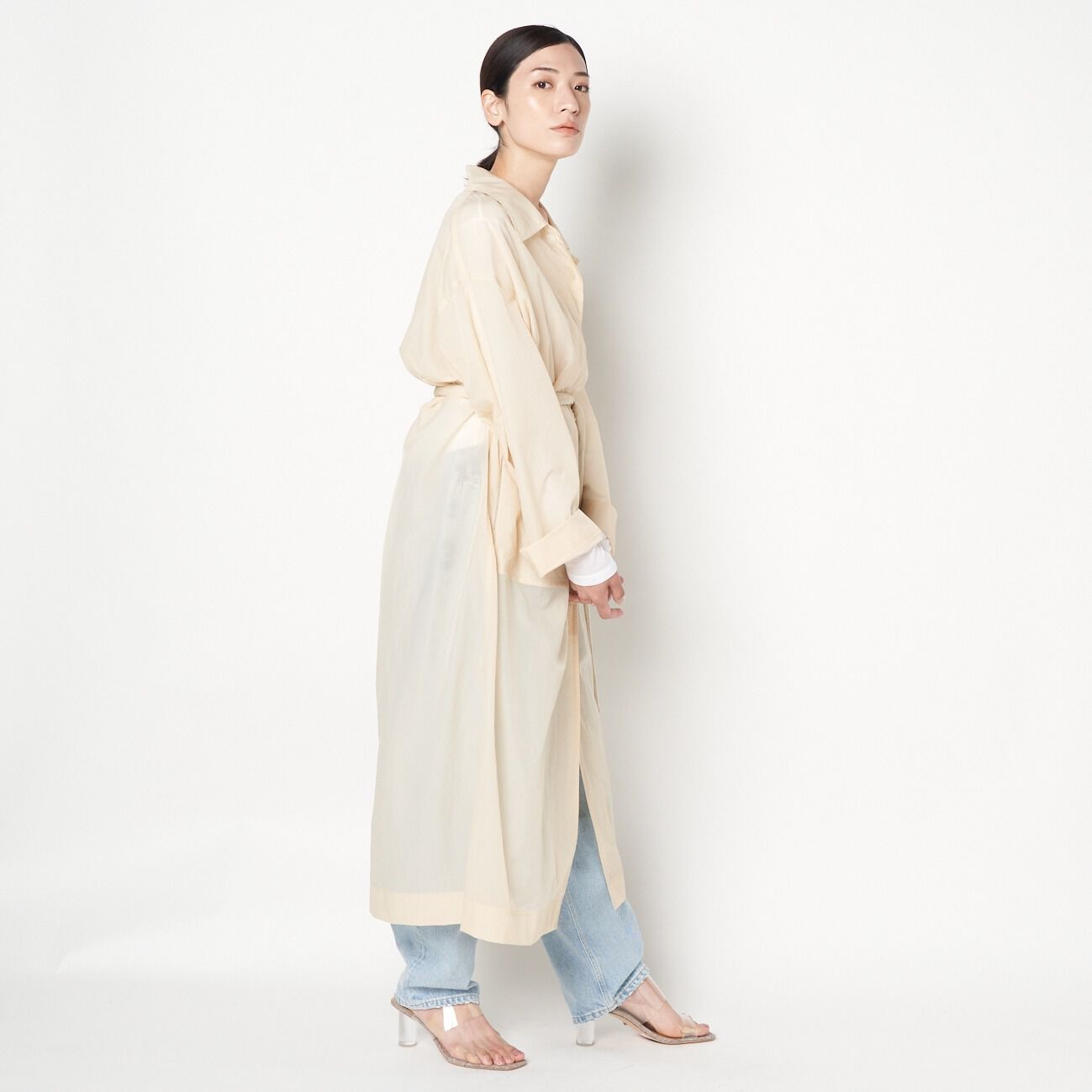  「AMOMENTO SHEER SINGLE TRENCH COAT」|トレンチコート|