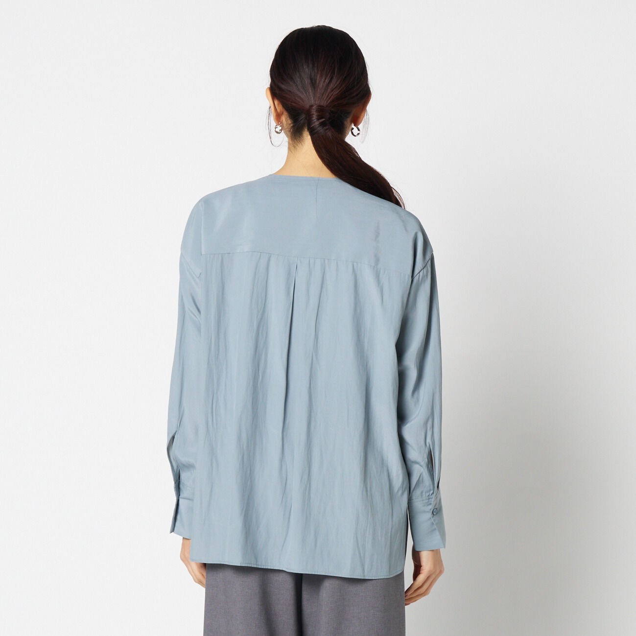 HELIOPOLE「HELIOPOLE CREPE COLLARLESS SHIRT」|シャツ・ブラウス|