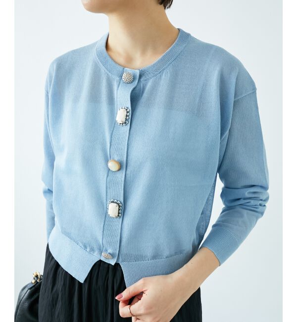  「《手洗い可能》TORRAZZO DONNAビジュー釦カーデ」|カーディガン|