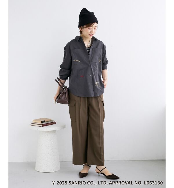  「【HELLO KITTY】レタリング刺繍オーバーシャツ」|シャツ・ブラウス|