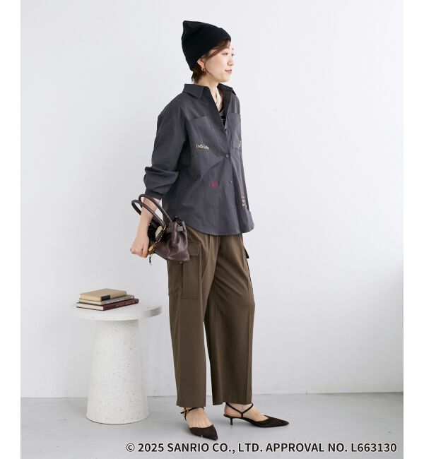  「【HELLO KITTY】レタリング刺繍オーバーシャツ」|シャツ・ブラウス|