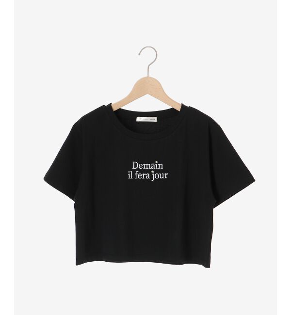  「パール付きクロップドロゴTシャツ」|Tシャツ・カットソー|