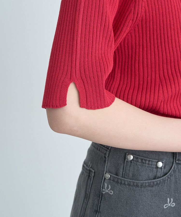 earth music&ecology「半袖ポロニットプルオーバー」|ニット・セーター|