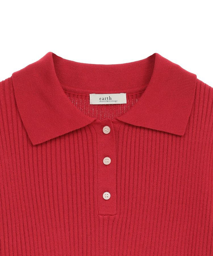 earth music&ecology「半袖ポロニットプルオーバー」|ニット・セーター|