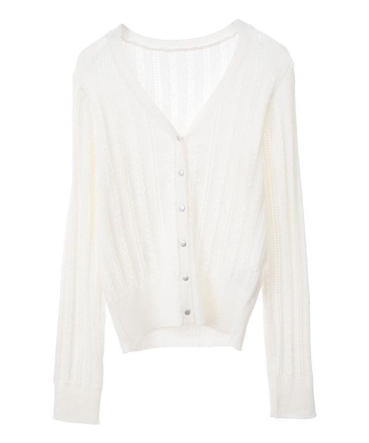 earth music&ecology「シルバーボタン透かし編みニットカーディガン」|カーディガン|