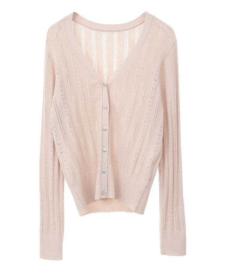 earth music&ecology「シルバーボタン透かし編みニットカーディガン」|カーディガン|