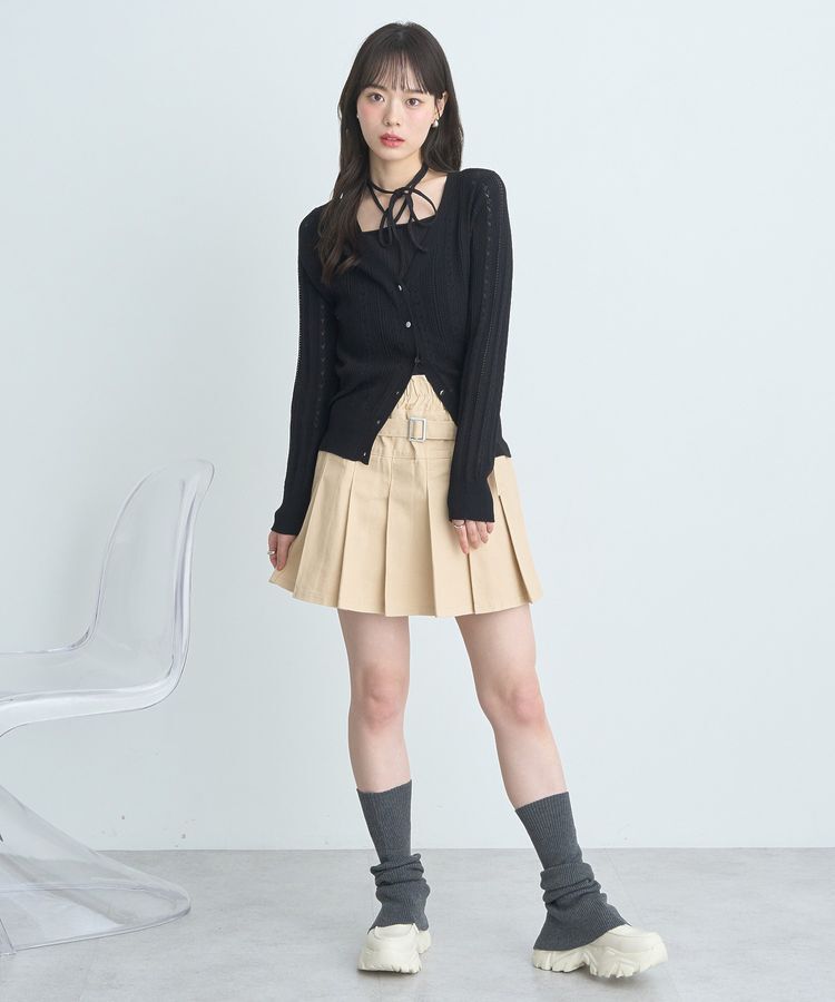 earth music&ecology「シルバーボタン透かし編みニットカーディガン」|カーディガン|