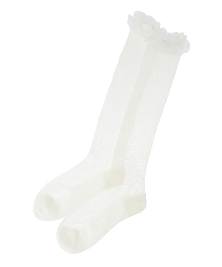 earth music&ecology「レースフリル透かしストライプハイソックス」|その他|