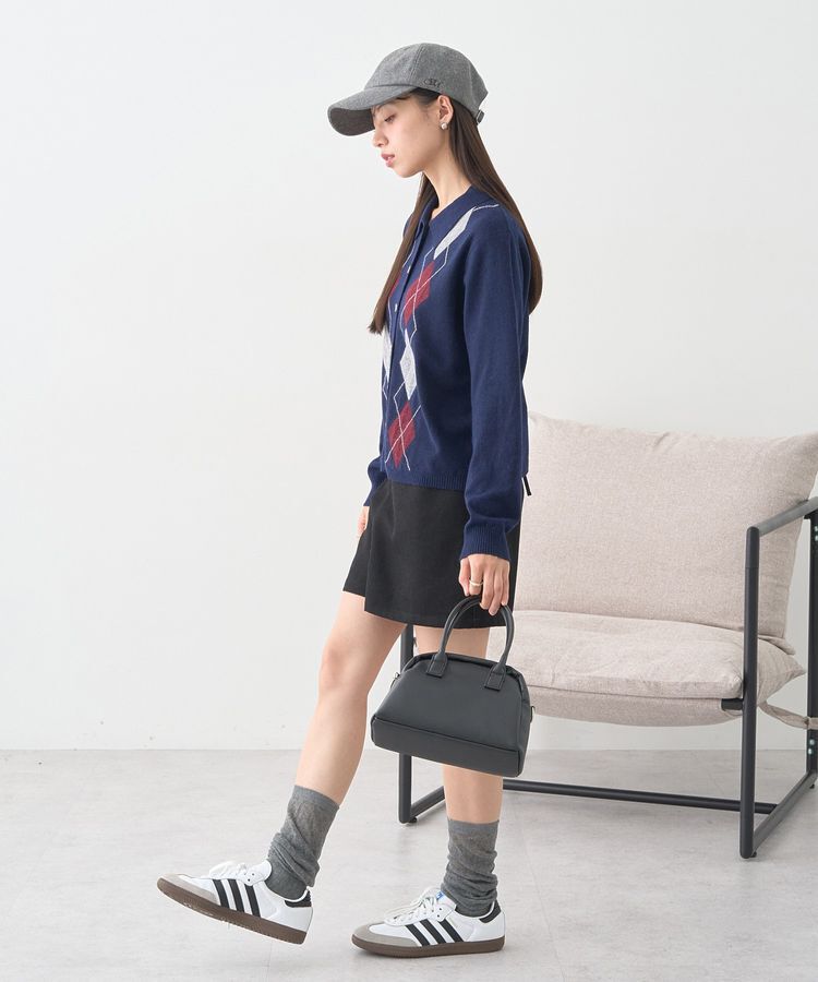 earth music&ecology「襟付きアーガイルニットカーディガン」|カーディガン|