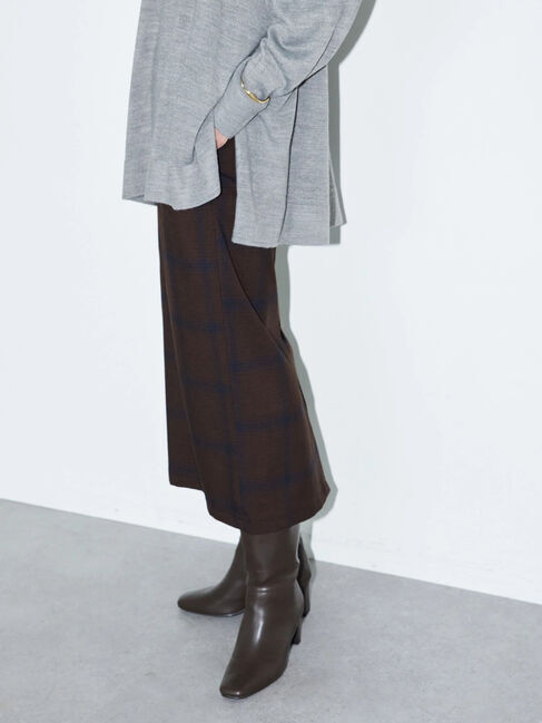  「チェックタイトスカート」|スカート|チェックブラウン