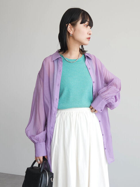 Green Parks「・ELENCARE　DUE　シアーシャツチュニック」|チュニック|パープル